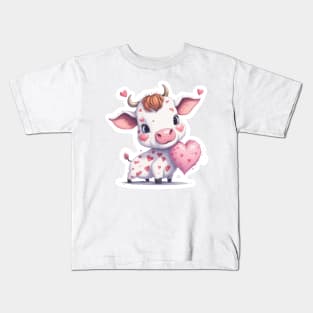 Minimal Cute Baby Cow Kids T-Shirt